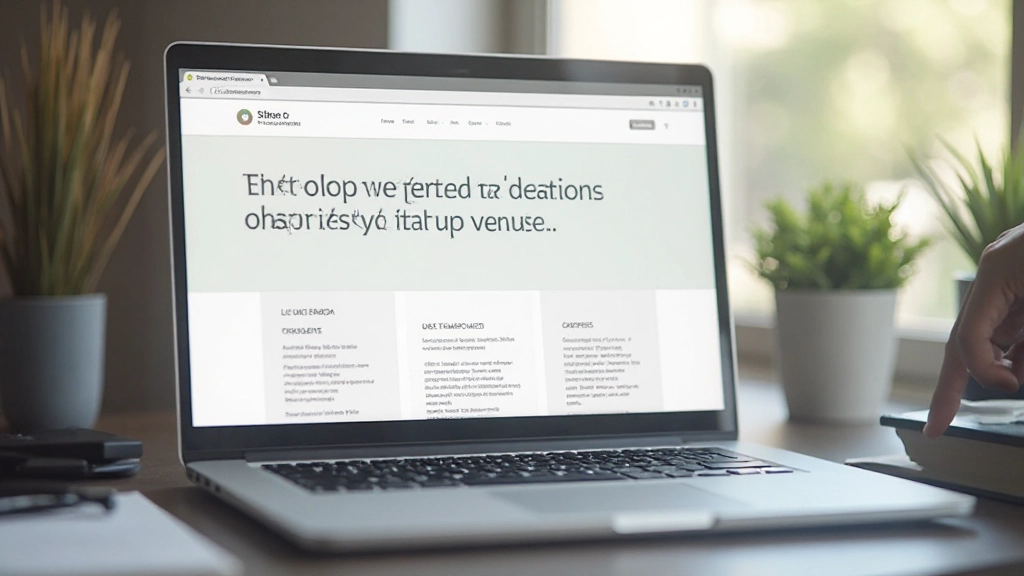 Moderne webpagina ontwerp toont symmetrische layout met veel witruimte en rustige kleuren op laptop scherm